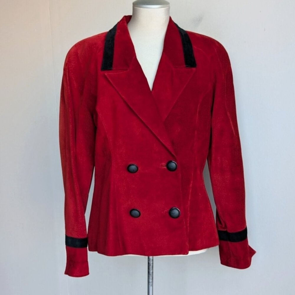 Vintage Danier Suede Red Double-Breasted Leather Jacket